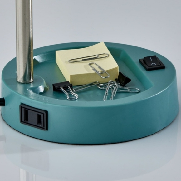 LED Gooseneck Desk Lamp with Catch-All Base & AC Outlet - Teal - Picture 4 of 12